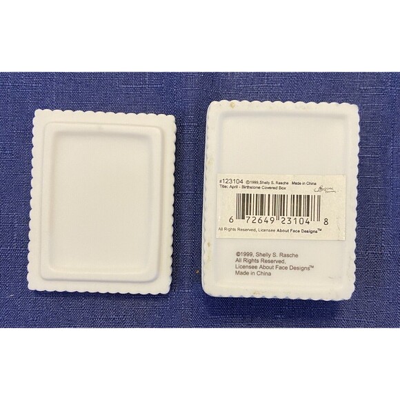 Vintage 1999 Shelly S. Rasche Ceramic Trinket  porcelain box.  Month Of April - Picture 3 of 8